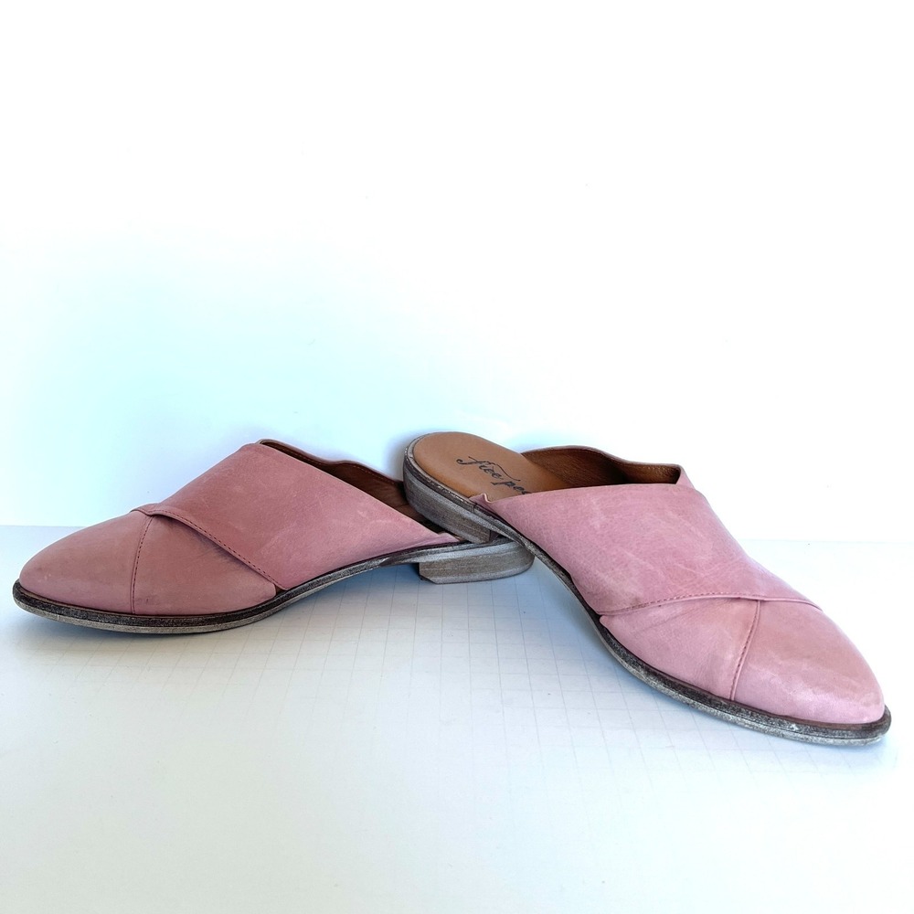 Free People Lordes mules slip on pink pointy toe rustic western boho chic 37 7.5